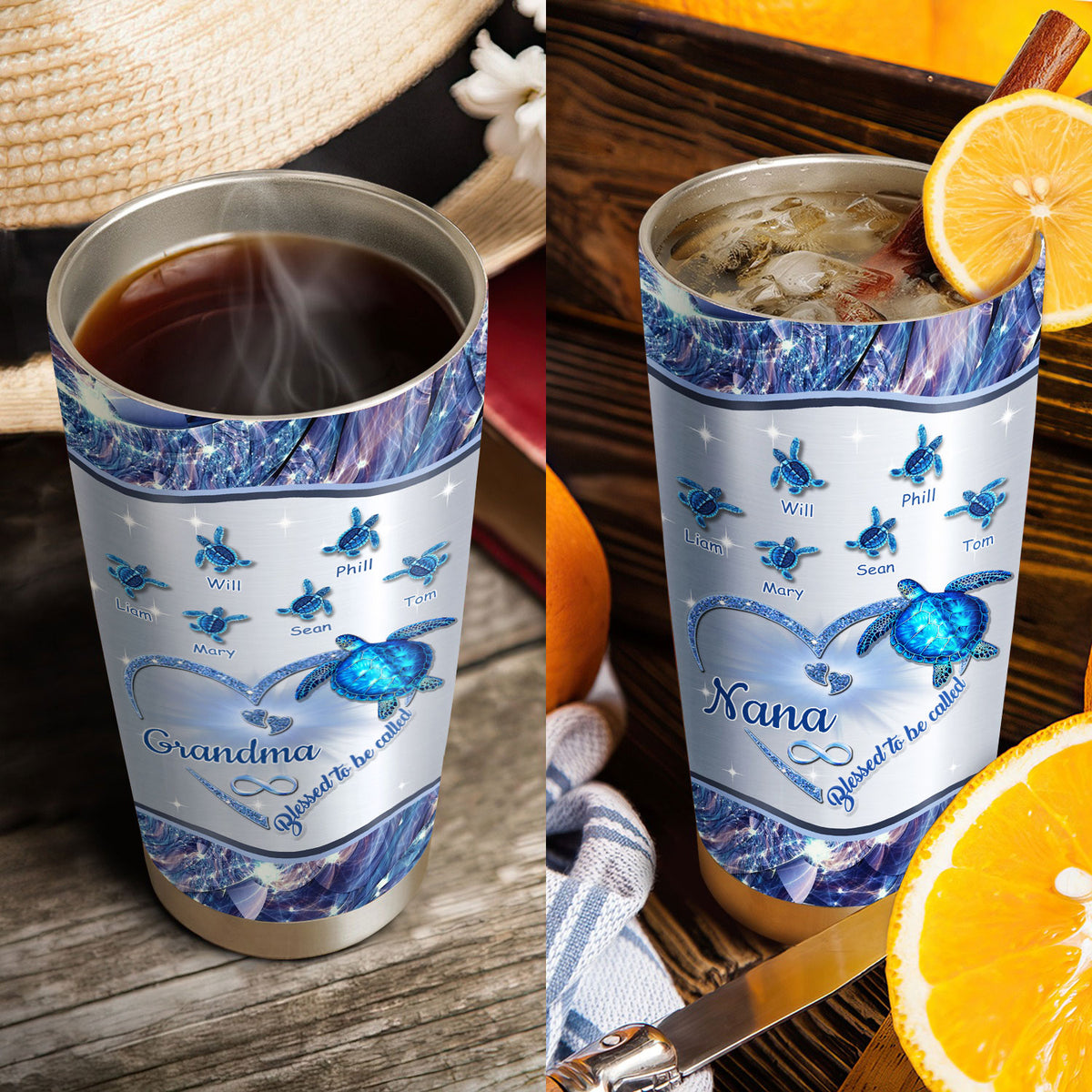 Turtle Blessed to be called Nana Mimi Gigi Grandma Personalized Tumbler - Drive mockup HP24HL27JUN02