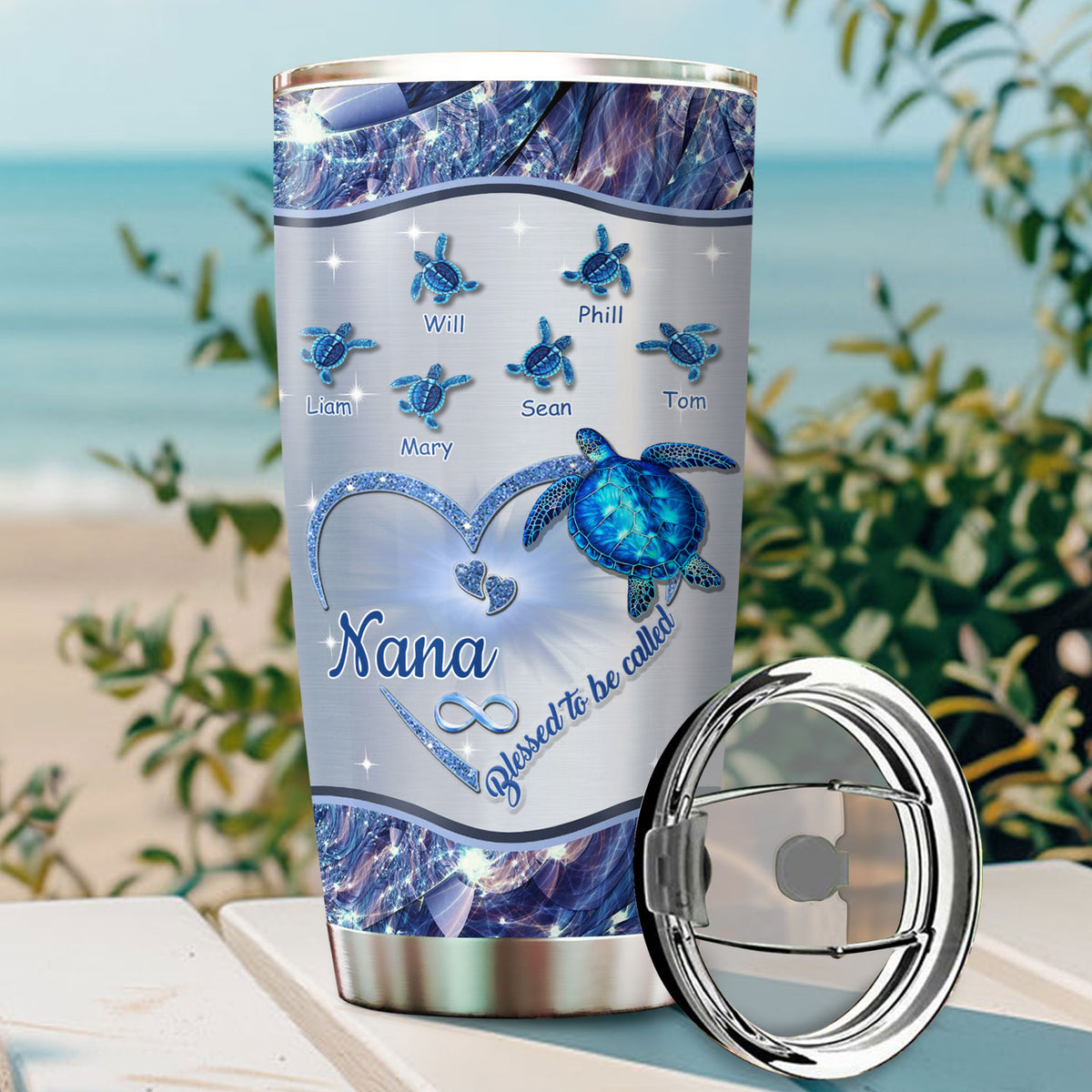 Turtle Blessed to be called Nana Mimi Gigi Grandma Personalized Tumbler - Drive mockup HP24HL27JUN02