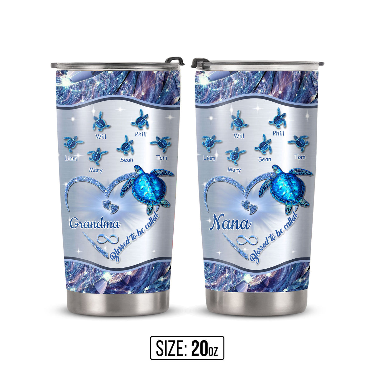 Turtle Blessed to be called Nana Mimi Gigi Grandma Personalized Tumbler - Drive mockup HP24HL27JUN02