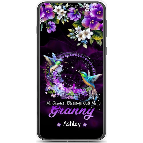 Hummingbird Grandma With Grandkids Mommy Auntie Personalized Phone Case