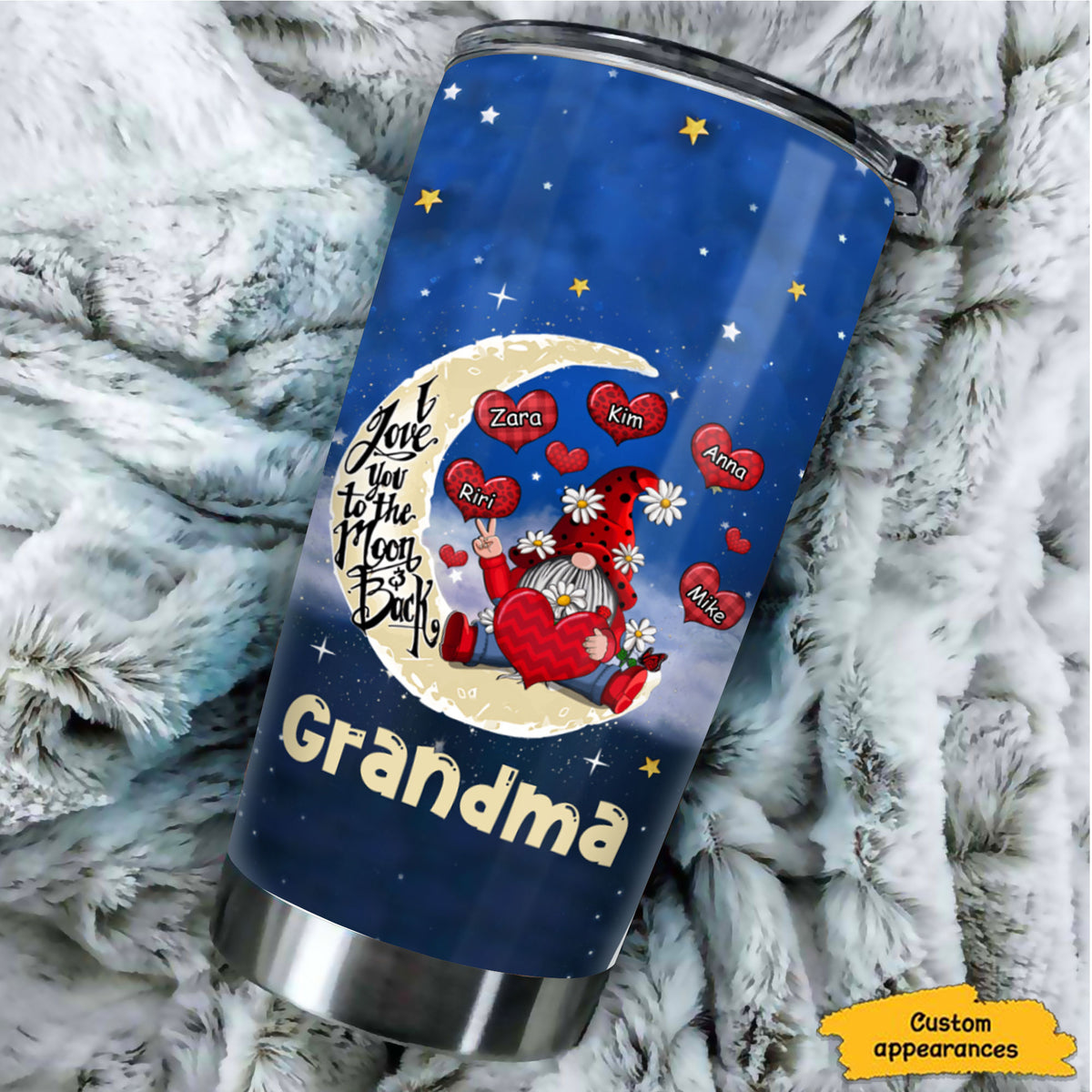 Gnome I Love You To The Moon And Back Grandma Nana Mimi Mom Auntie Personalized Tumbler