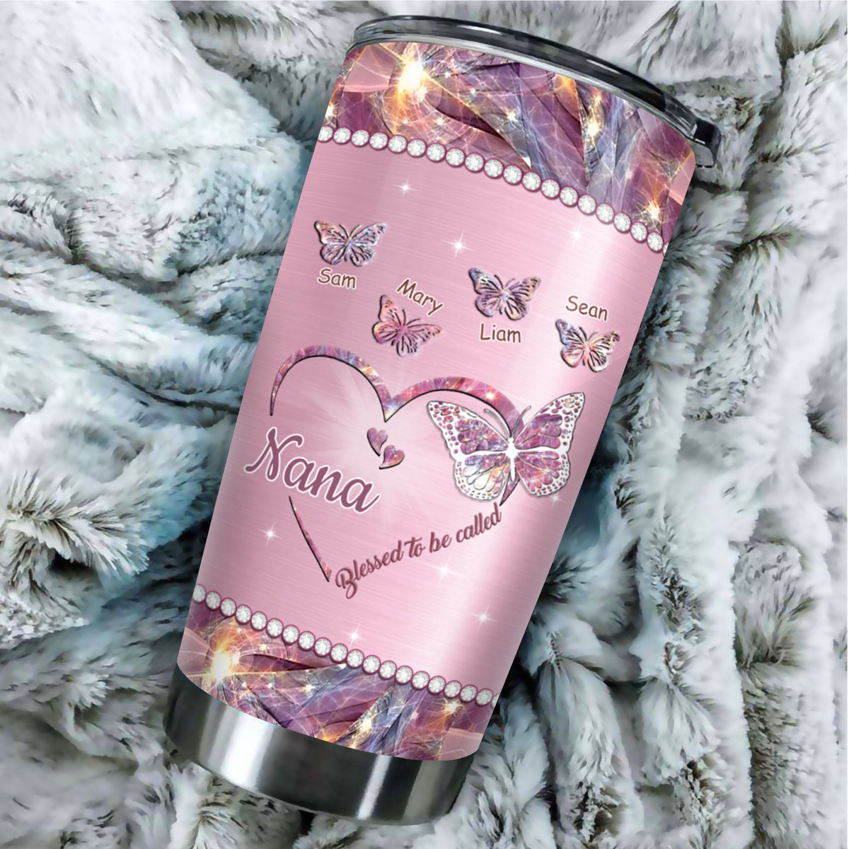 Heart Butterfly Blessed To Be Called Nickname Kids Names Personalized Tumbler 10 Styles 20oz