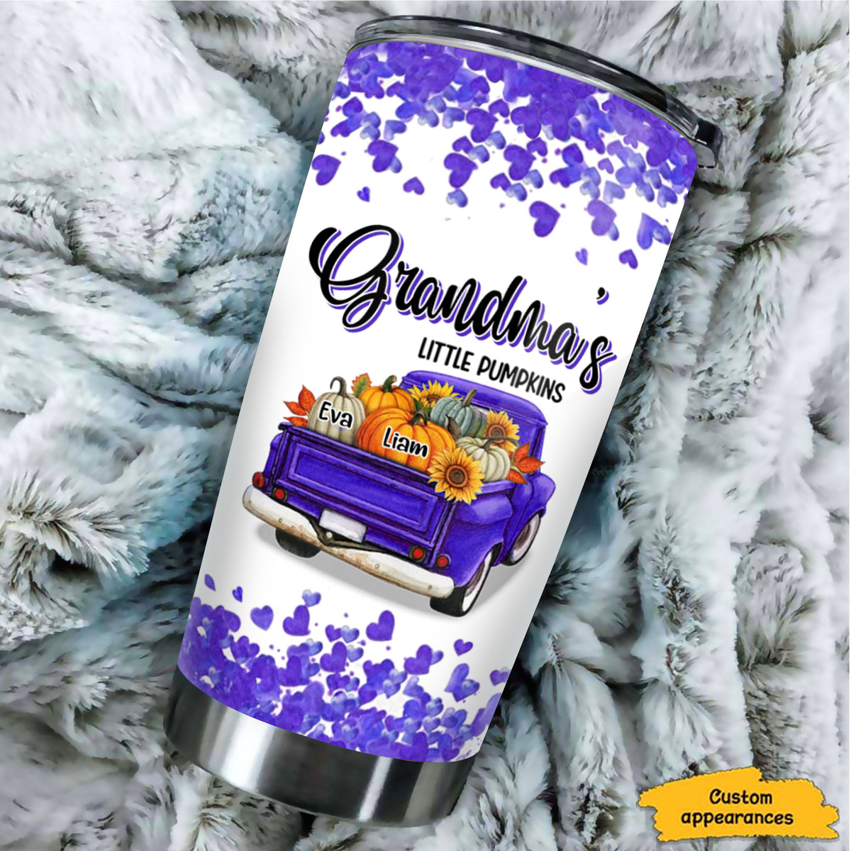 Little Pumpkins Truck Grandma Nickname Kids Names Personalized Tumbler 4 Colors 20oz