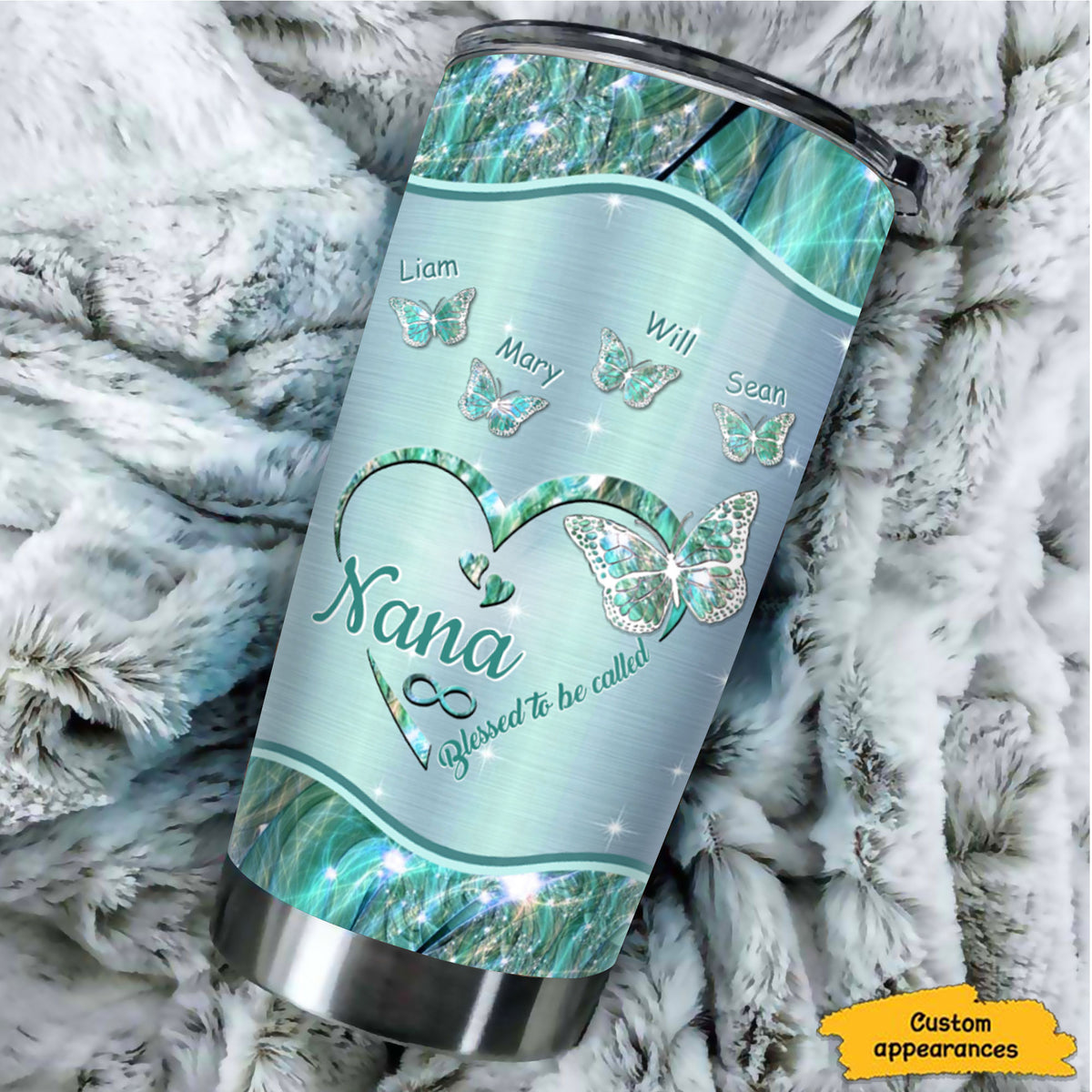 Butterfly Heart Blessed To Be Called Nickname Kids Names Personalized Tumbler 17 Colors 20oz