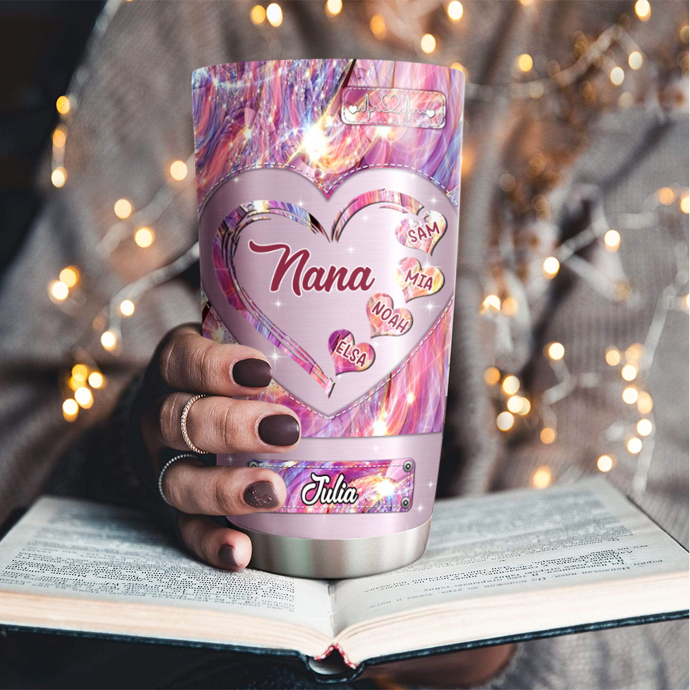 Hologram Heart Grandma Nickname Name Plate Kids Names Personalized Tumbler 20oz