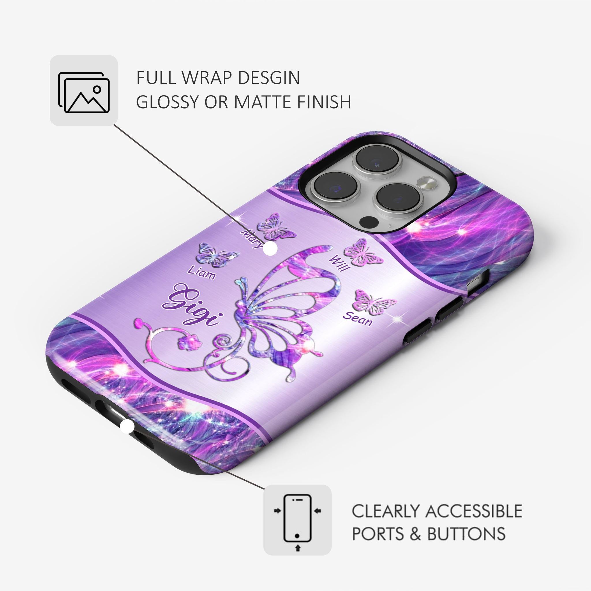 Butterflies Grandma Nana Mimi MOM Personalized Tough Case SC2265V3