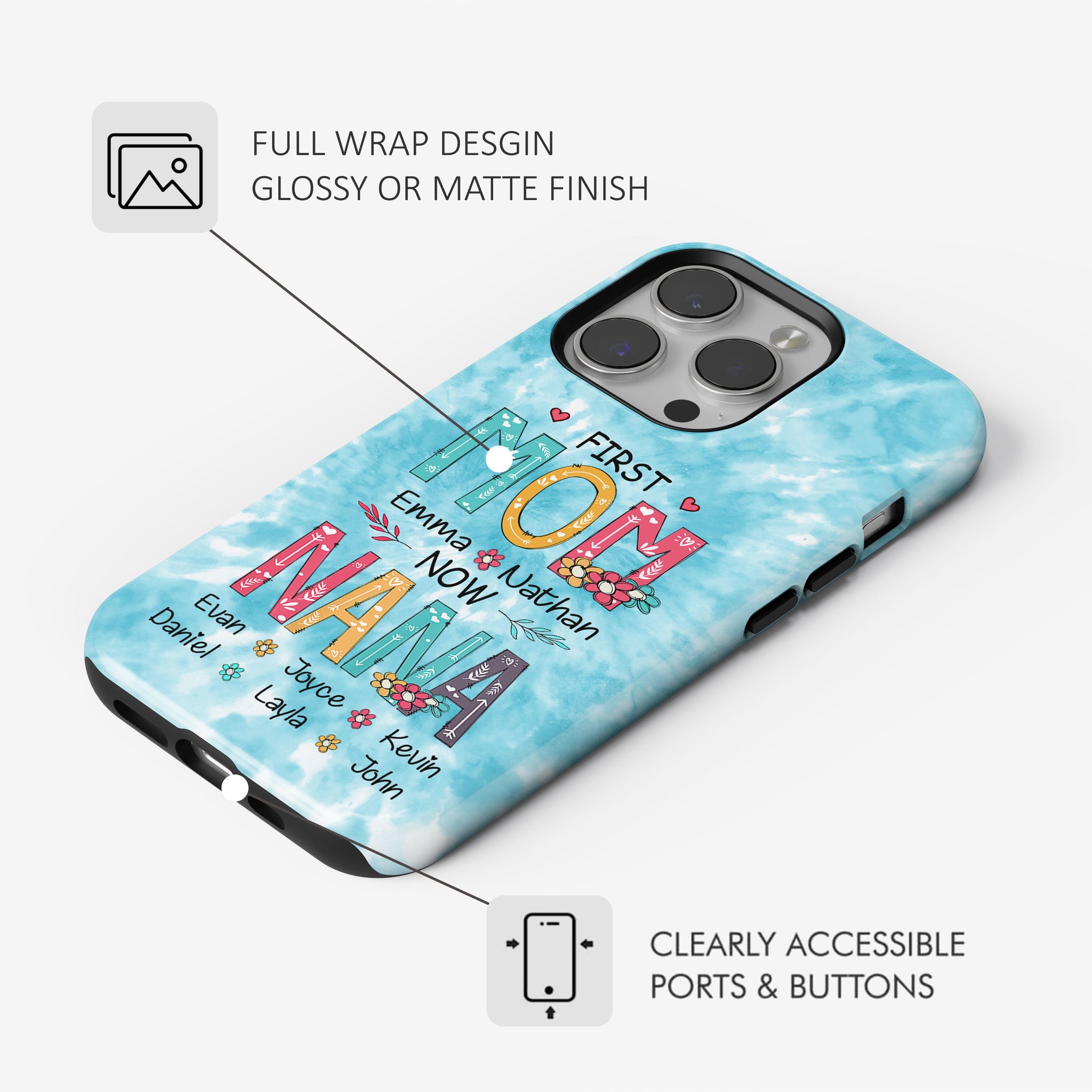 First MOM now GRANDMA Mommy Nana Auntie Personalized Tough Case