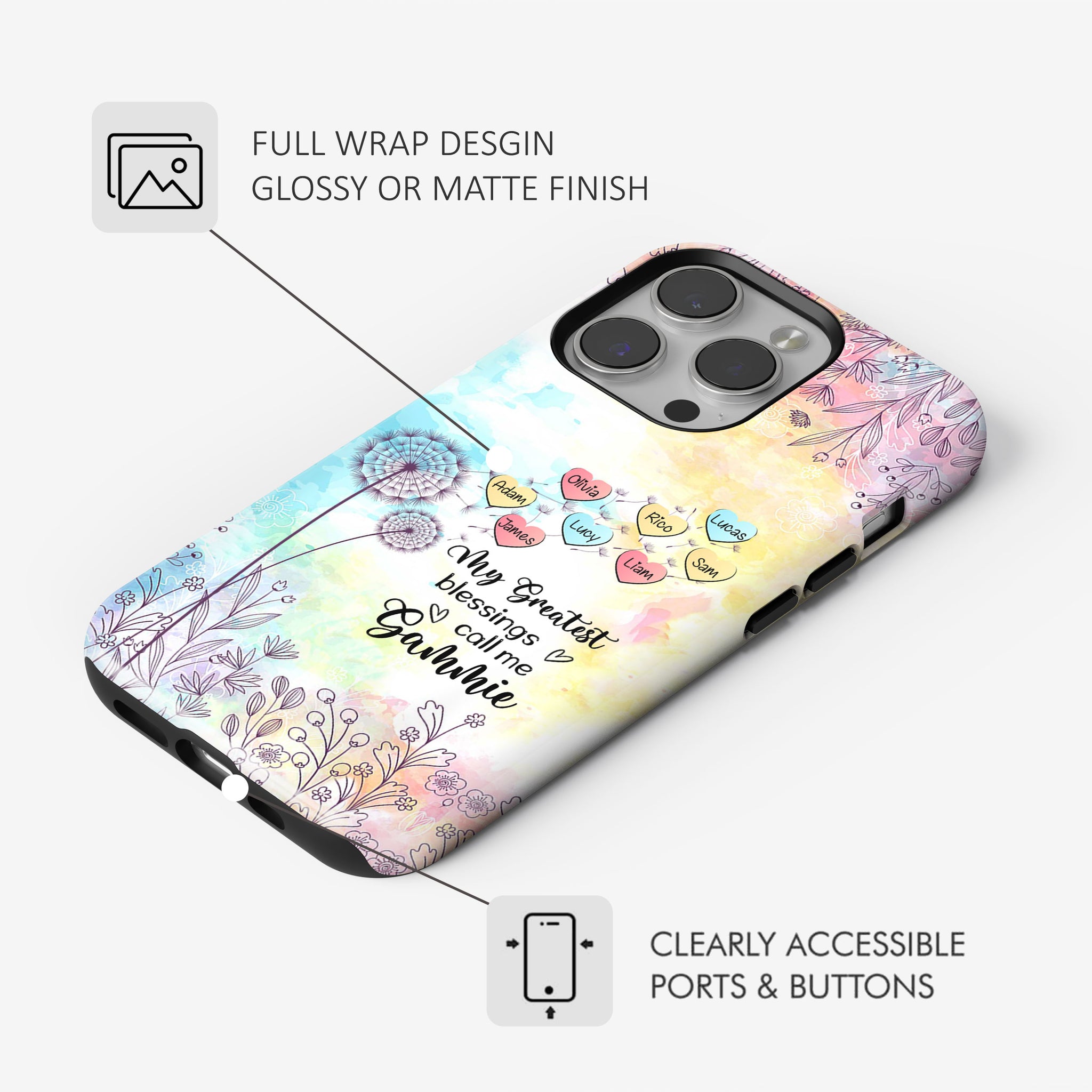 My Greatest Blessings call me Grandma Mommy Nana Auntie Dandelions Personalized Tough Case