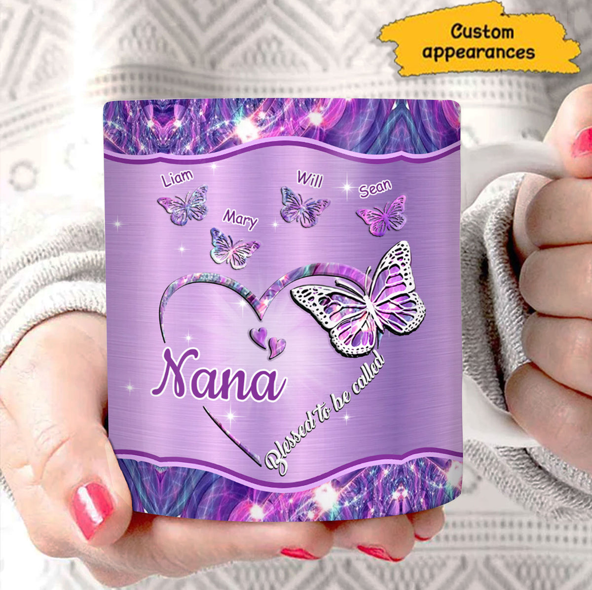 Butterflies Blessed to be called Nana Mimi Gigi Grandma Personalized Mug