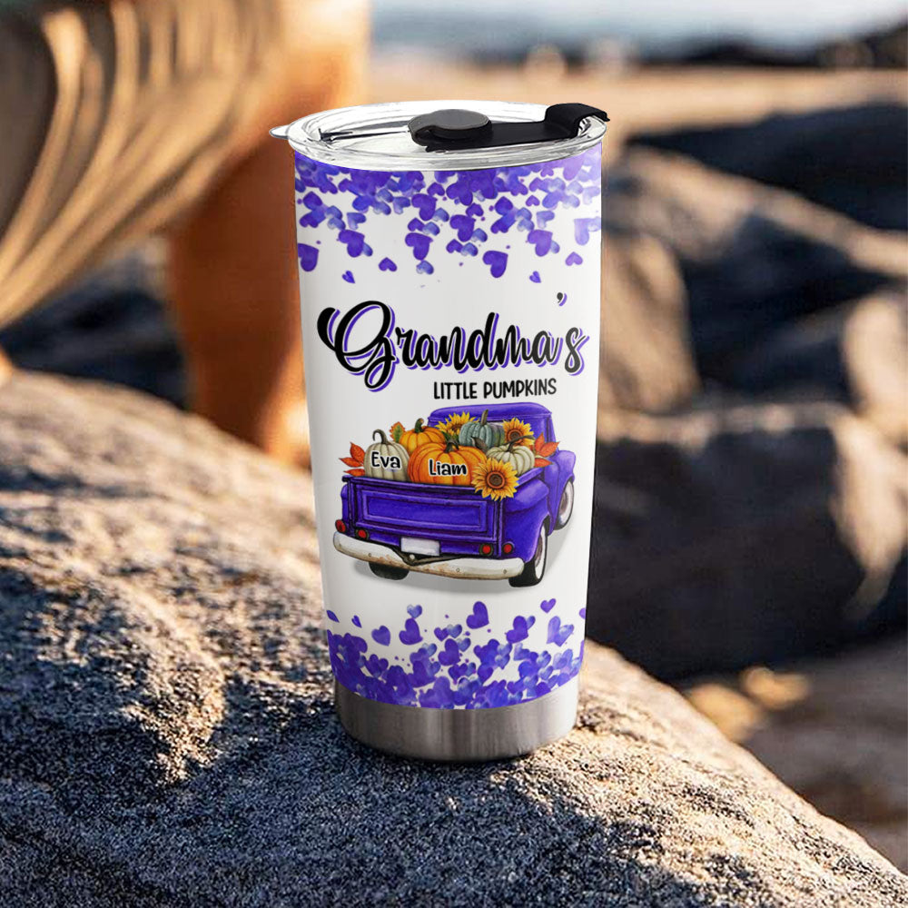 Little Pumpkins Truck Grandma Nickname Kids Names Personalized Tumbler 4 Colors 20oz