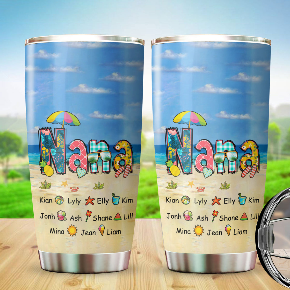 Summer Beach Grandma Mimi Nana Mommy Personalized Tumbler - Drive mockup HP28FEB23HL05