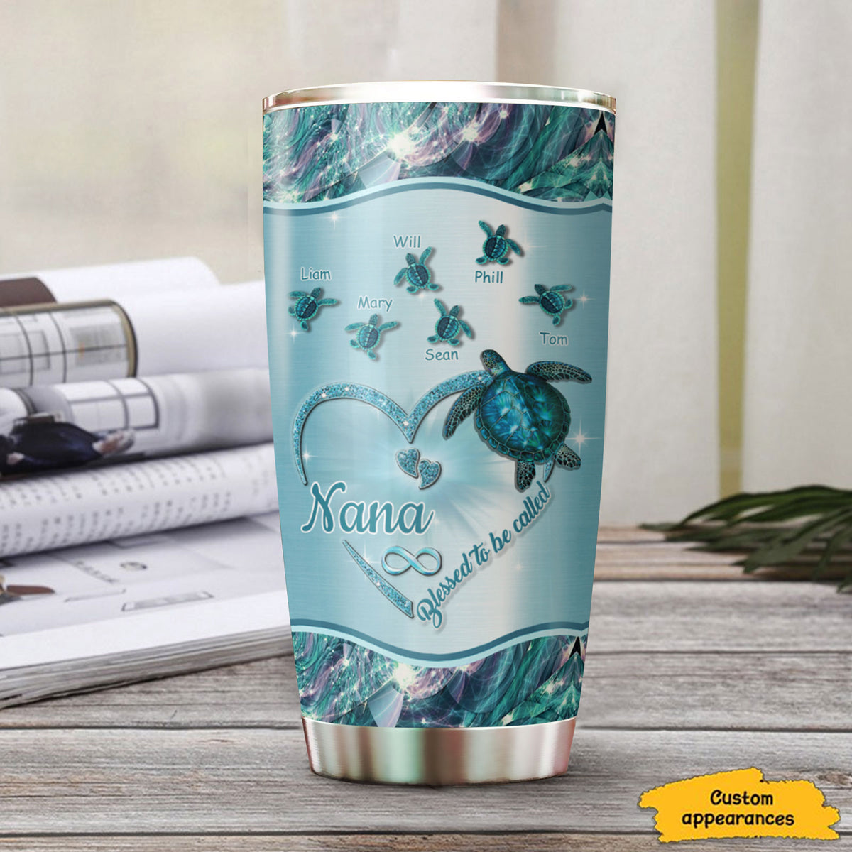 Turtle Blessed to be called Nana Mimi Gigi Grandma Personalized Tumbler - Drive mockup HP24HL27JUN02
