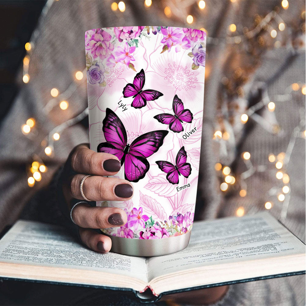 Flower Butterfly Grandma Nana Mimi Personalized Tumbler SC151109 - Drive mockup HP24HL19APR02