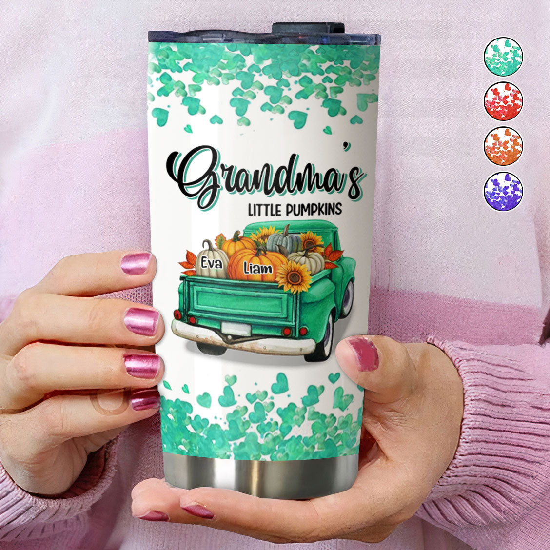 Little Pumpkins Truck Grandma Nickname Kids Names Personalized Tumbler 4 Colors 20oz