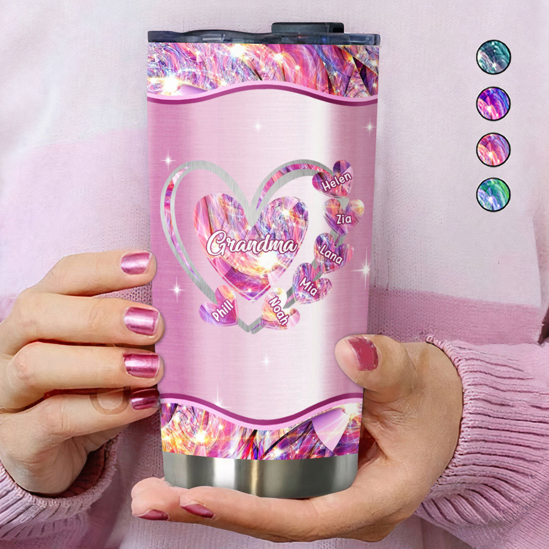 Heart Of Hearts Grandma Nickname Kids Names Personalized Tumbler 4 Colors 20oz