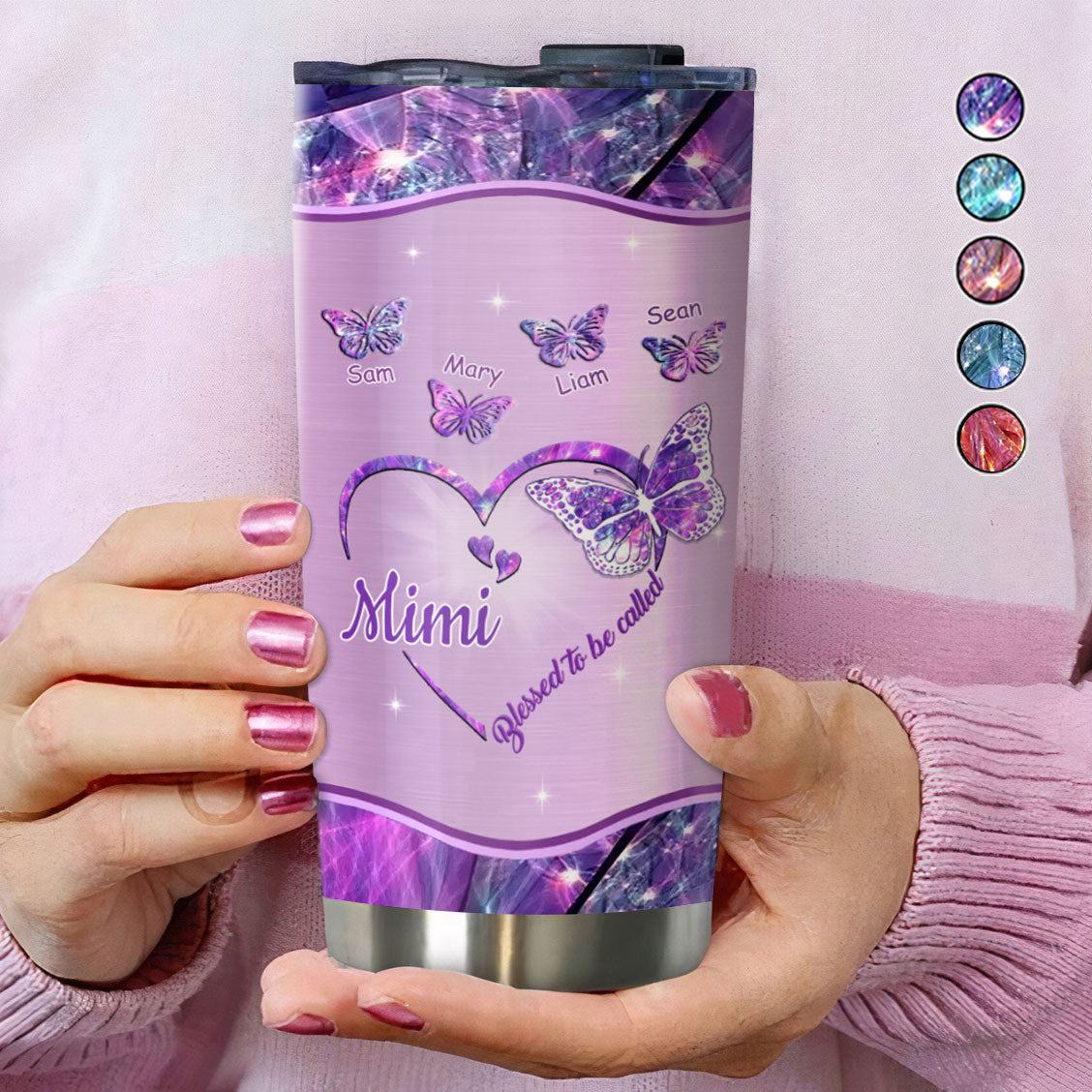 Heart Butterfly Blessed To Be Called Nickname Kids Names Personalized Tumbler 10 Styles 20oz