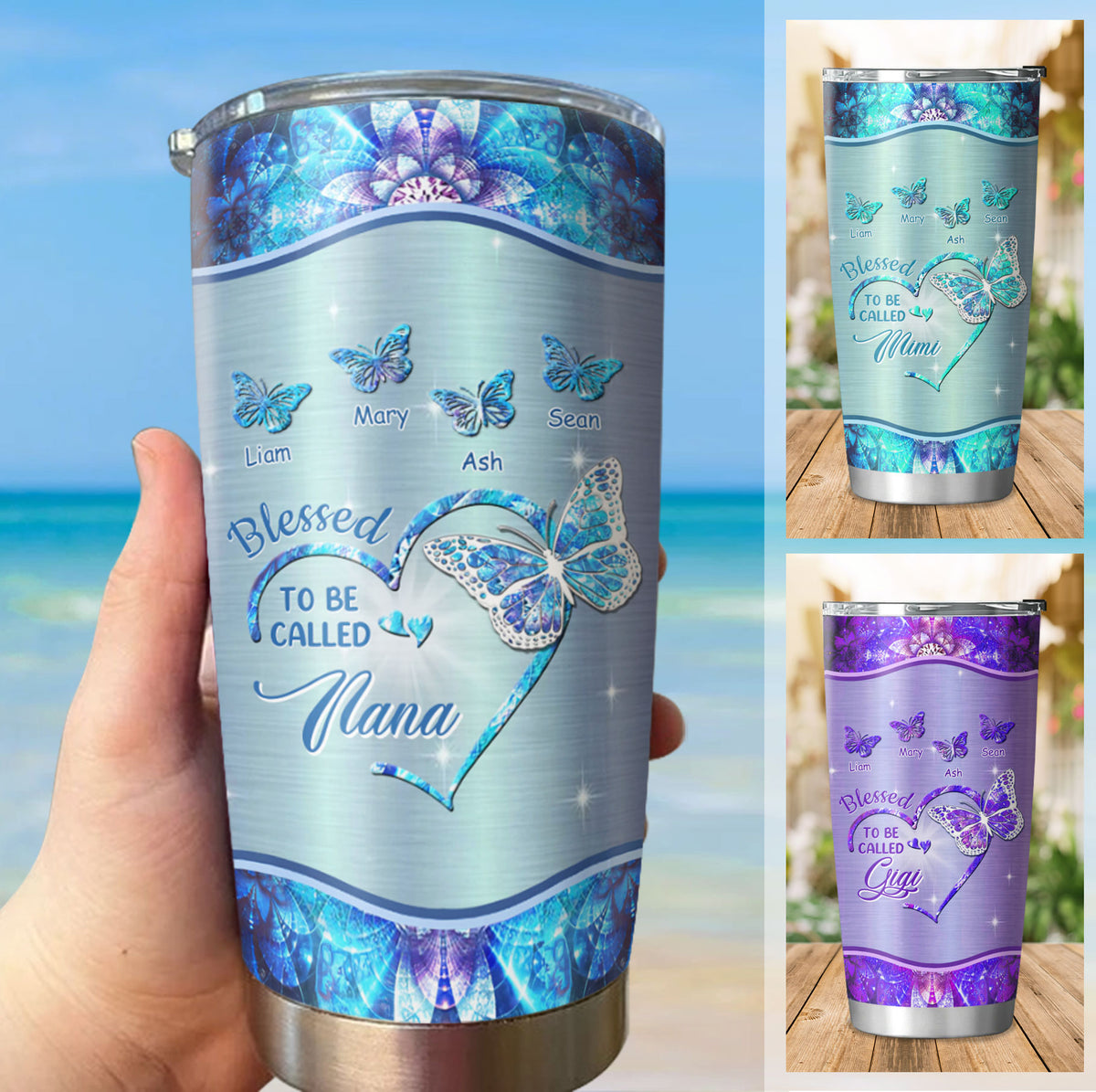 Blessed To Be Called Heart Butterfly Nickname Kids Names Personalized Tumbler 17 Colors 20oz