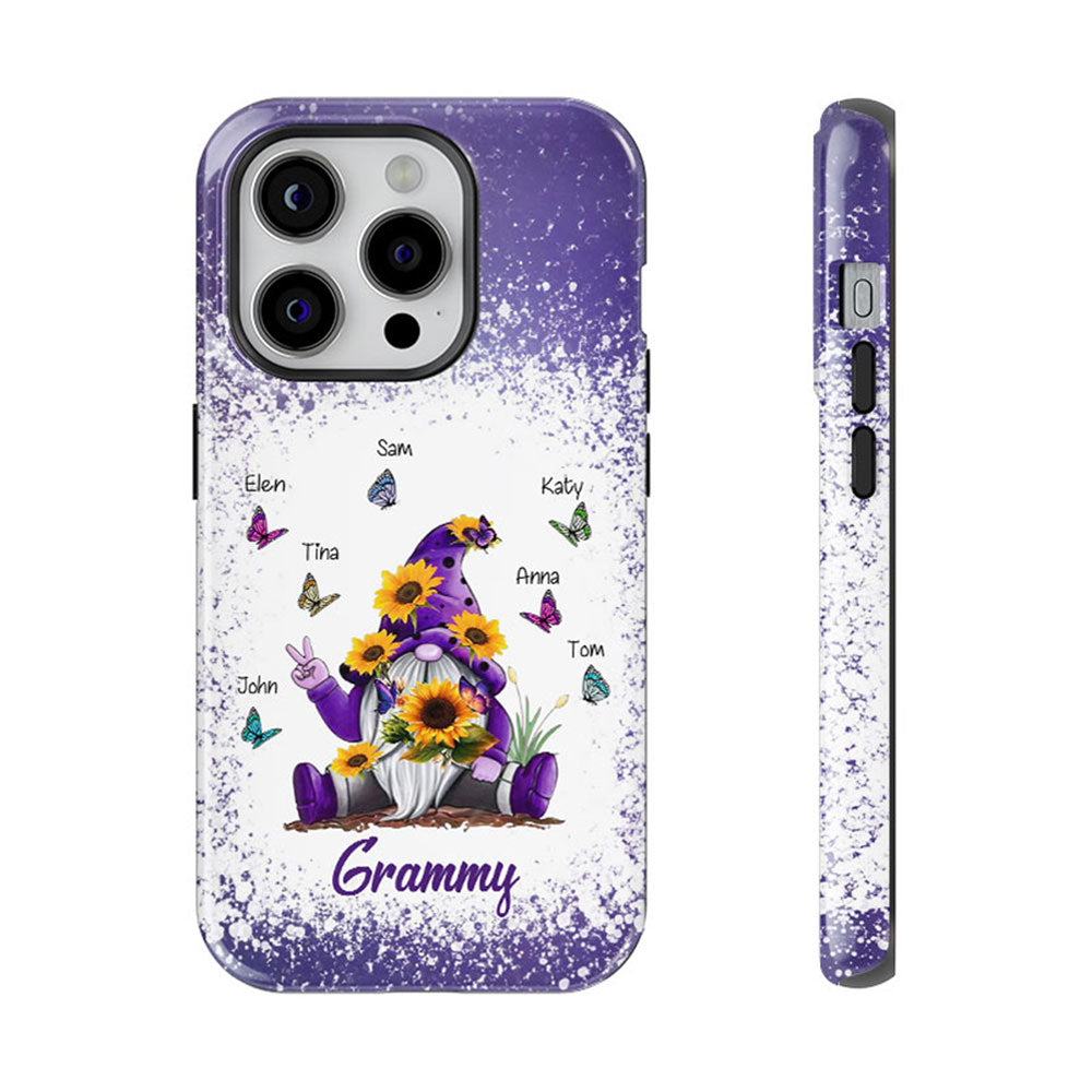 Sunflower Gnome Butterflies Grandma With Grankids Personalized Tough Case