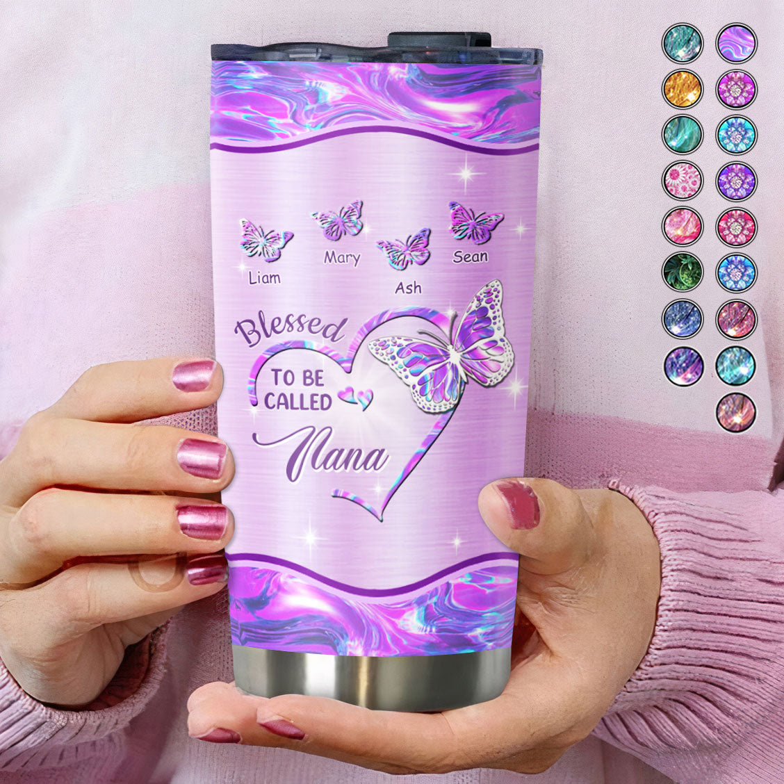 Blessed To Be Called Heart Butterfly Nickname Kids Names Personalized Tumbler 17 Colors 20oz