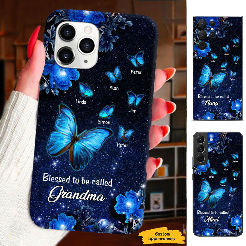 Blue Butterfly Blessed to be called Mom Grandma Nana Mimi Gigi Auntie Personalized phone case SC2312450
