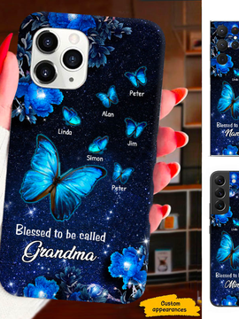 Blue Butterfly Blessed to be called Mom Grandma Nana Mimi Gigi Auntie Personalized phone case SC2312450