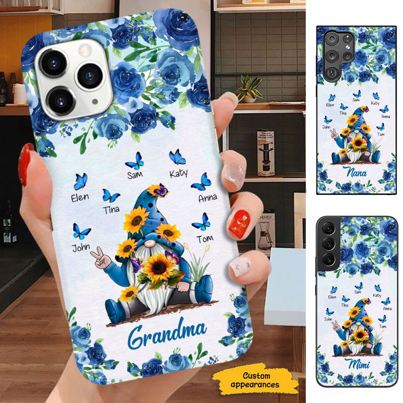 Blue Butterfly Gnome Grandma Mommy Auntie Personalized Phone case SC2712238