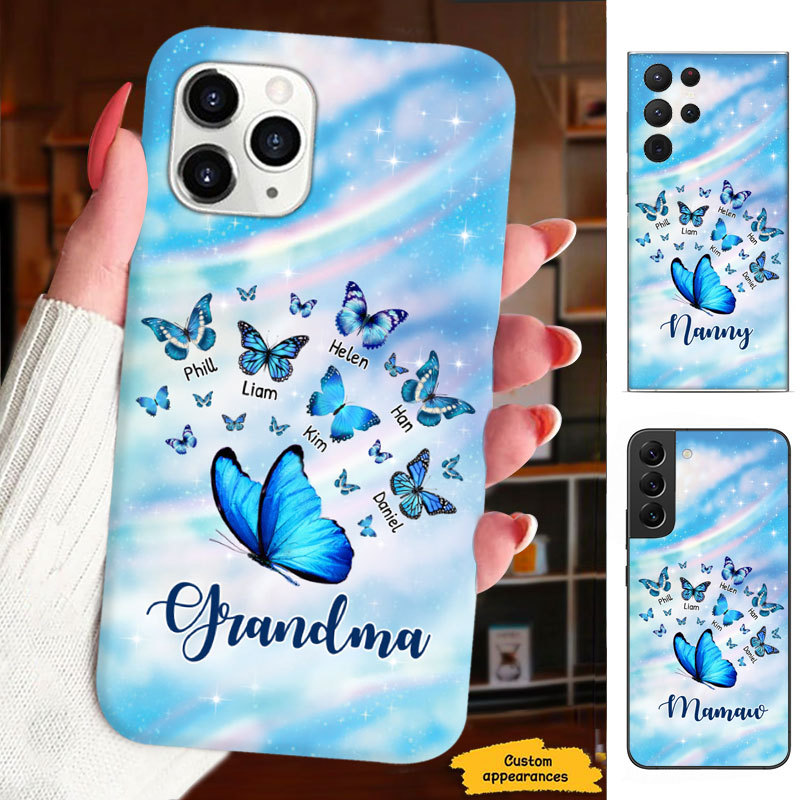 Blue Butterfly Grandma Nana Mimi Gigi Auntie Mom Personalized Phone case SC2411059