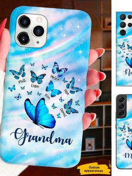 Blue Butterfly Grandma Nana Mimi Gigi Auntie Mom Personalized Phone case SC2411059