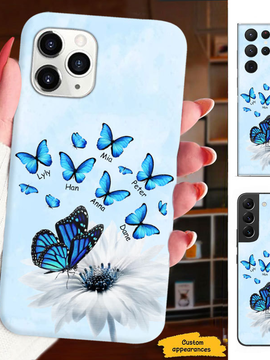 Blue Butterfly Grandma Nana Mimi Mom Auntie Personalized Phone Case SC2410085