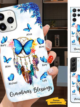 Blue Butterfly Grandma Nana Mimi Mom Auntie Personalized Phone Case SC2410087