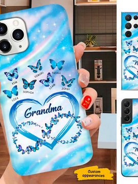 Blue Butterfly Mom Grandma Great Grandma Nana Mimi Gigi Auntie Personalized phone case SC2612439