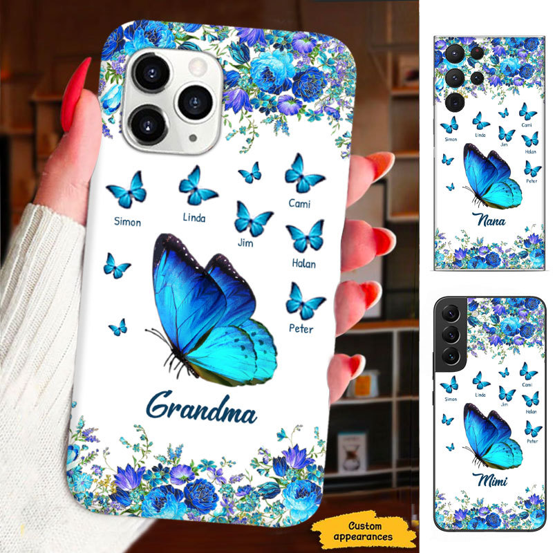 Blue Butterfly Mom Grandma Nana Mimi Gigi Auntie Personalized phone case SC2312433