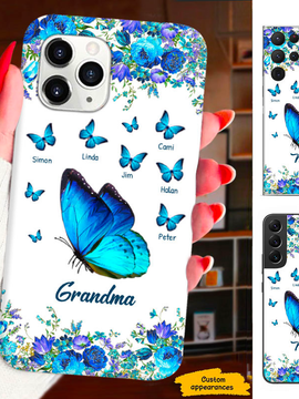 Blue Butterfly Mom Grandma Nana Mimi Gigi Auntie Personalized phone case SC2312433