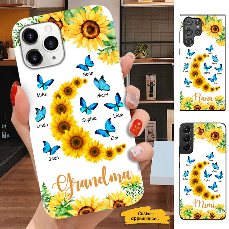 Blue Butterfly Sunflower Grandma Mommy Auntie Sweethearts Personalized Phone case SC2712235