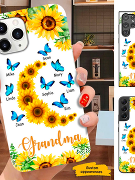 Blue Butterfly Sunflower Grandma Mommy Auntie Sweethearts Personalized Phone case SC2712235