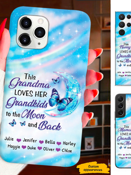 Blue Butterfly This Grandma Love Her Grandkids To The Moon and Back Mom Grandma Nana Mimi Gigi Personalized Phone Case SC161245