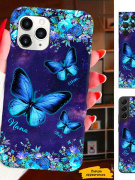 Blue Flower Butterfly Mom Grandma Nana Mimi Gigi Auntie Personalized phone case SC2312411