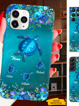 Blue Flower Turtle Mom Grandma Nana Mimi Gigi Auntie Personalized phone case SC2312412