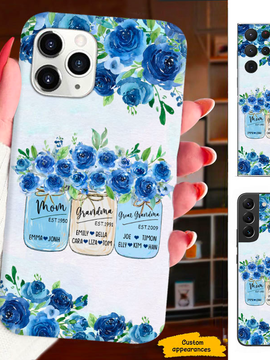 Blue Flowers Mom Grandma Great Grandma Nana Mommy Auntie Personalized Phone Case SC29122311