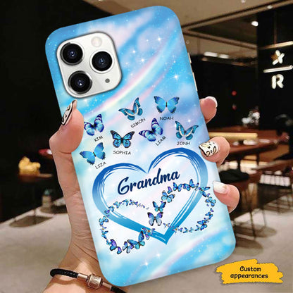Blue Butterfly Mom Grandma Great Grandma Nana Mimi Gigi Auntie Personalized phone case SC2612439