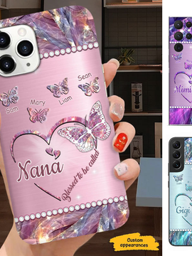 Butterfly Blessed to be called Grandma Nana Mimi Mom Auntie Personalized Phone Case SC241097