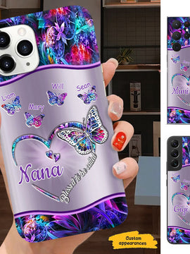 Butterfly Blessed to be called Grandma Nana Mimi Mom Auntie Personalized Phone Case SC24102218