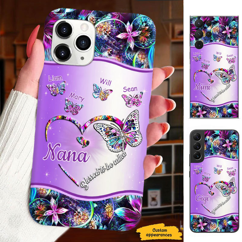 Butterfly Blessed to be called Grandma Nana Mimi Mom Auntie Personalized Phone Case SC2410262