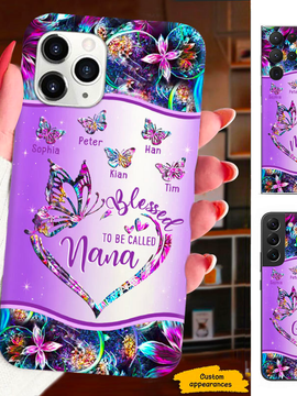 Butterfly Blessed to be called Grandma Nana Mimi Mom Auntie Personalized Phone Case SC24110115