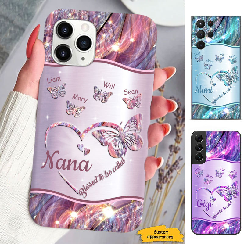 Butterfly Blessed to be called Grandma Nana Mommy Auntie Personalized Phone Case SC28122317
