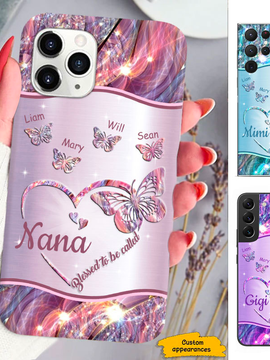 Butterfly Blessed to be called Grandma Nana Mommy Auntie Personalized Phone Case SC28122317