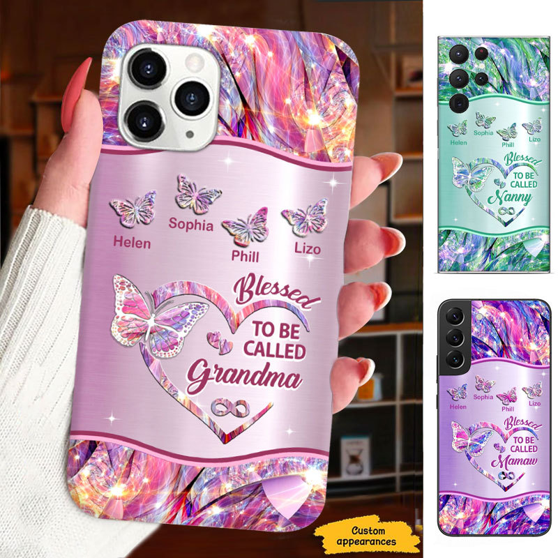 Butterfly Blessed to be called Grandma Nana Mommy Auntie Personalized Phone Case SC28122318