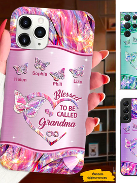 Butterfly Blessed to be called Grandma Nana Mommy Auntie Personalized Phone Case SC28122318