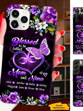 Butterfly Blessed to be called Mom and Grandma Mommy Auntie Personalized Phone Case SC28122311