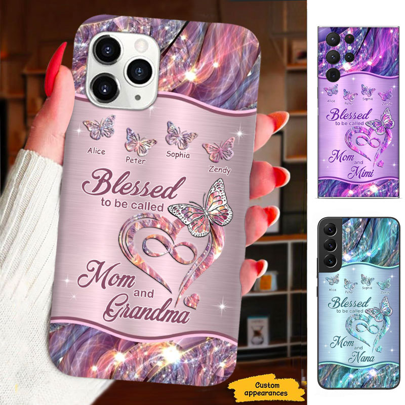 Butterfly Blessed to be called Mom and Grandma Mommy Auntie Personalized Phone Case SC28122315